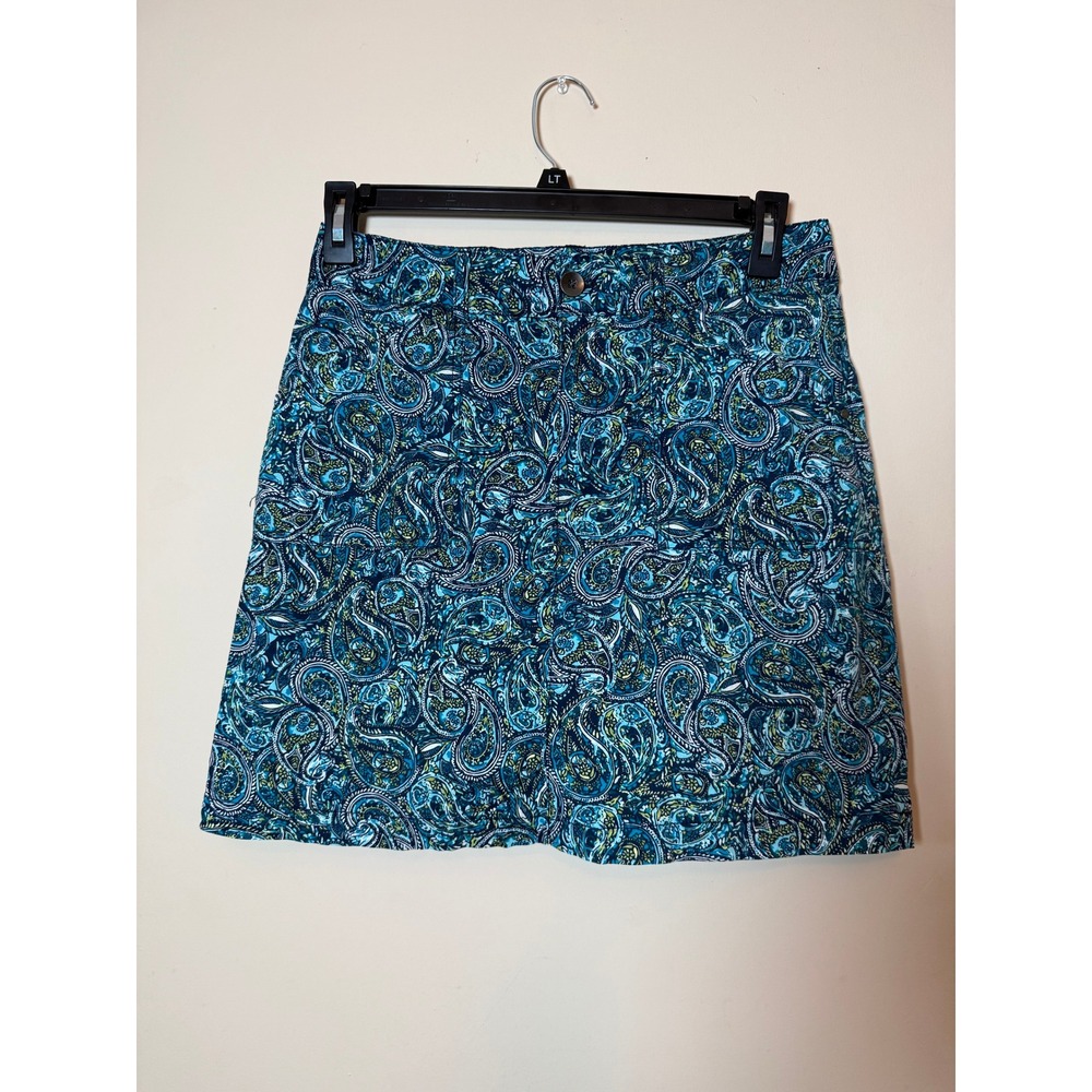 Blue Paisley Skort Womens 6 Stretch Cotton Mini Skirt Shorts Croft & Barrow